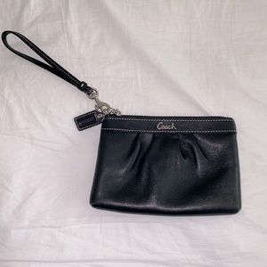 Coach- Black Genuine Leather Wristlet for sale